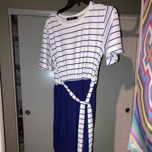 Blue and white dress
